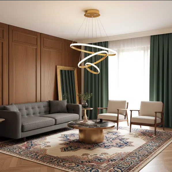 Chandelier Zymak CL300 Modern Minimalistic Design Three Circle Jharbati Light